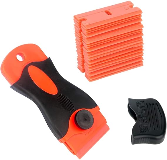 Gebildet Glass Scraper with 25pcs Plastic Safety Blades, Car Sticker Remover, Removing Vinyl