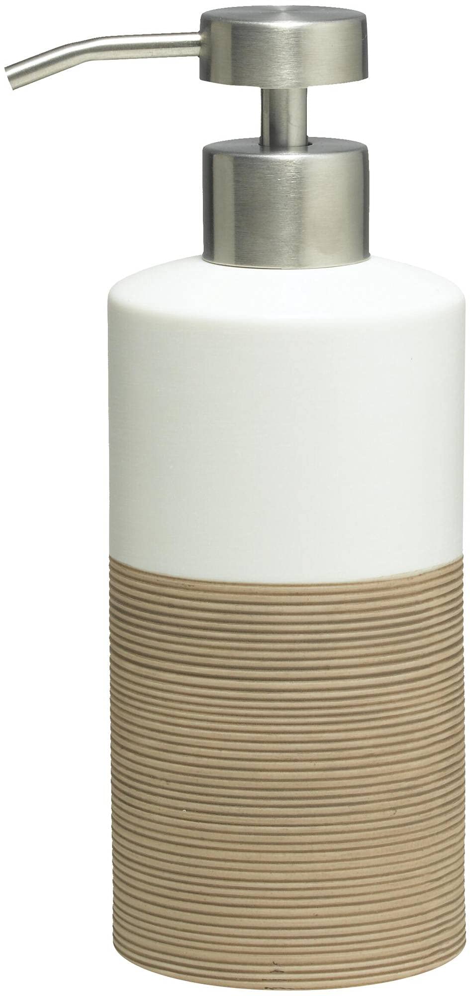 Sealskin Doppio Soap Dispenser, Porcelain, Sand, 8.5 x 18 x 6.7 cm