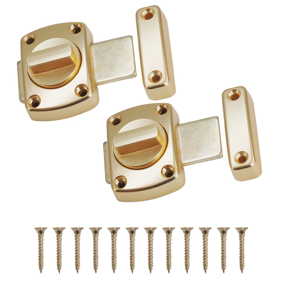 2 Pcs Rotate Bolt Latch Stainless Steel Security Anti-Theft Rotating Bolt Door Lock for Balcony Toilet Window Furniture Pet Gate (Golden)