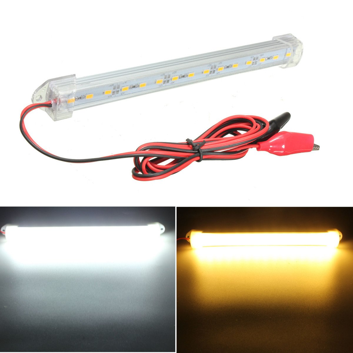 Alamor 12V 20cm 15LED SMD 5630 LED Strip Light Hard Tube Bar Cool White Warm Yellow - Cool White