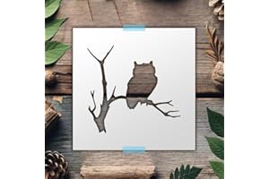 STENCILAIR 4 Inch Owl in Tree Reusable Mylar Stencil - Creative Ventures - DIY Art Crafts Wall Stencils DIYStencils Decorative Templates Reusable Stencils for Crafts Art Drawing Painting Supplies