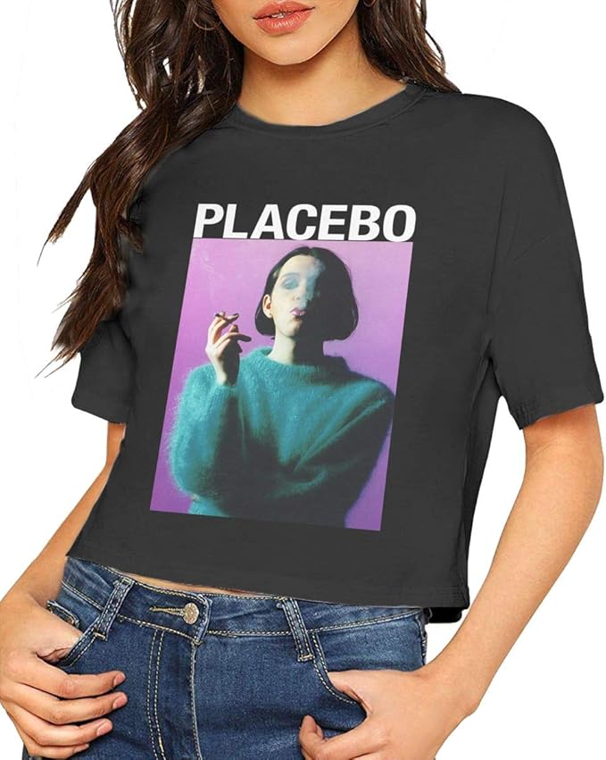 Placebo Band T Shirt Women Crop Top Shirt Short Sleeve Cotton Tee at
