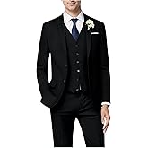Hipfun Men's 3 Piece Slim Fit Suit Set, Two Button Blazer Solid Suit Jacket Vest Pants Tuxedo Set for Wedding Prom