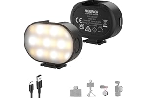 NEEWER ENTRY LEVEL VERSION Magnetic Camera Auxiliary Light for Vlog, 1W Plastic Small Cold Shoe LED Panel Lighting for Phone 