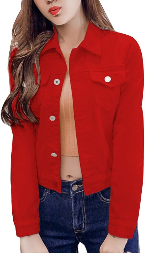 Ladies Denim Jeans Jackets Buttons Long Sleeve Jacket Denim Jacket Slim Fit