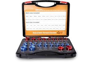 HOTROSE Nut and Bolt Thread Checker - 44 PCS Nut and Bolt Gauges (23 Inch & 21 Metric) Individually Assembled Bolts Sizing Gauges Practical Identifier Thread Gauge Set for Size Check on Tricky and Narrow Area