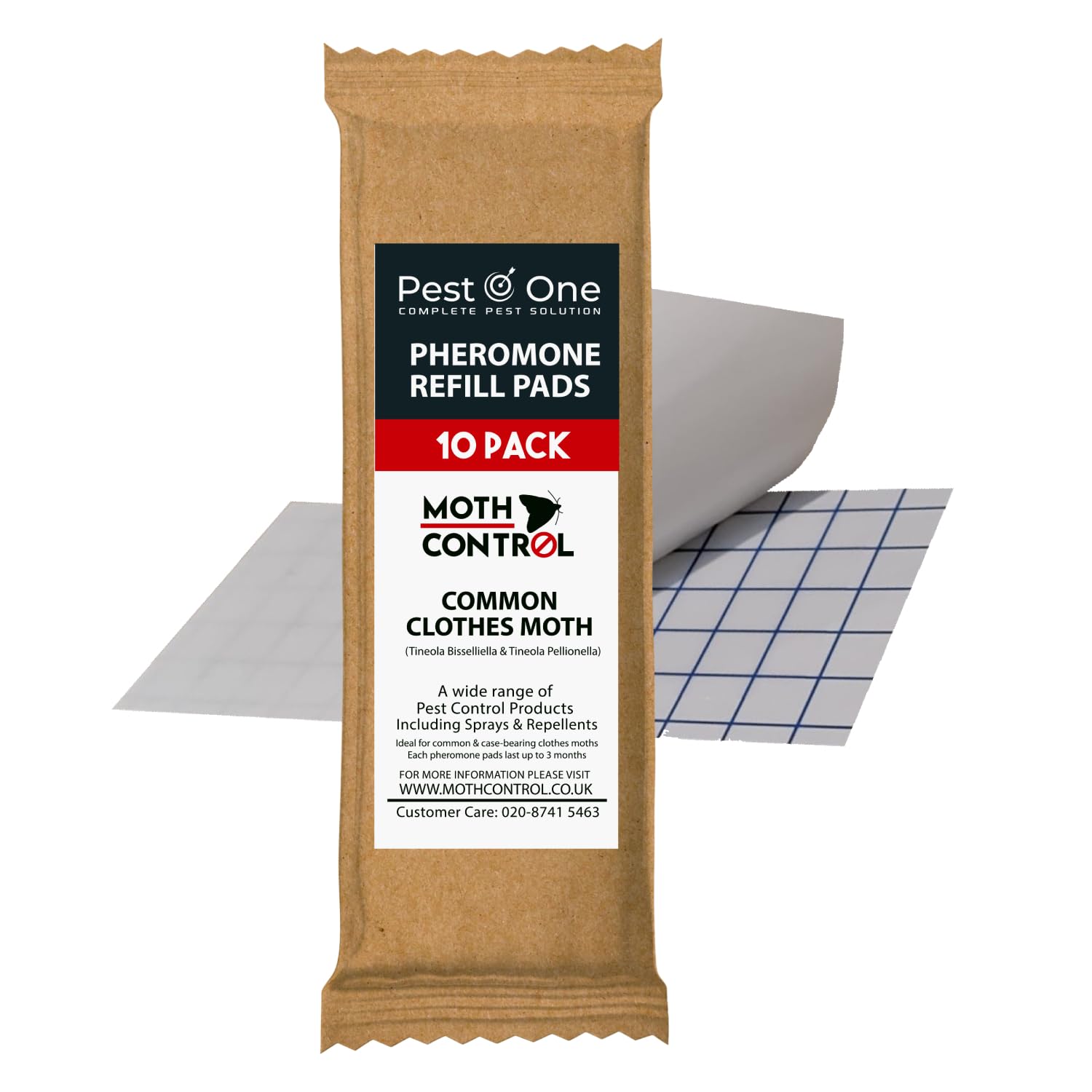 Biocare Moth Trap Refills for Clothes & Carpet Moths (10 Pack) | Pheromone Sticky Pads | Non-Toxic Monitoring Only | No Pesticide | Fits Standard Traps | Up to 12 Weeks Protection