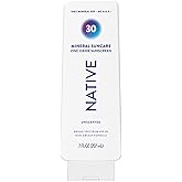 Native Sunscreen Lotion Unscented, SPF 30, 100% Mineral SPF for Face & Body Broad Spectrum UVA UVB for Men & Women, Suitable for Sensitive Skin & Hawaii Compliant, 7oz