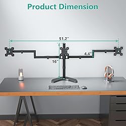 WALI Triple Monitor Stand, Free Standing Three LCD