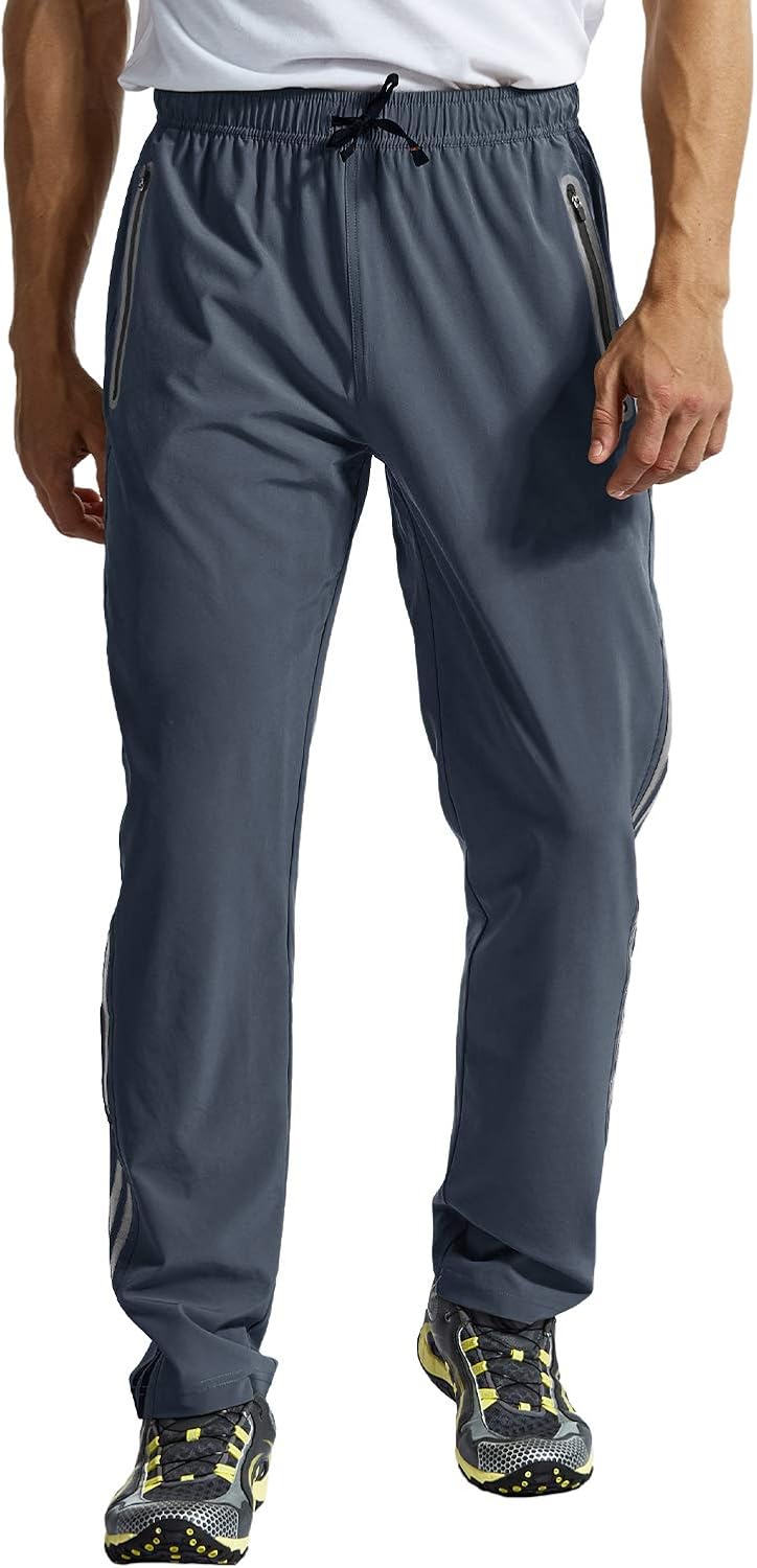 BGOWATU Men's Sweatpants Zipper Pockets Lightweight Exercise Pants Running Workout Sports: Clothing