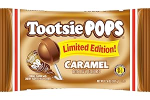 Tootsie Pops Limited Edition Individually Wrapped Single Flavor Lollipops with Tootsie Roll Center, Caramel, 12.6 Ounce