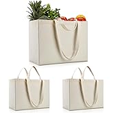 OKBA 3 Pack Large Canvas tote Bags,Polyester Tote Bags for Sublimation,Heavy Duty Canvas Shopping Bags and Washable Reusable Grocery Bags with Long Shoulder Strap and Short Handle