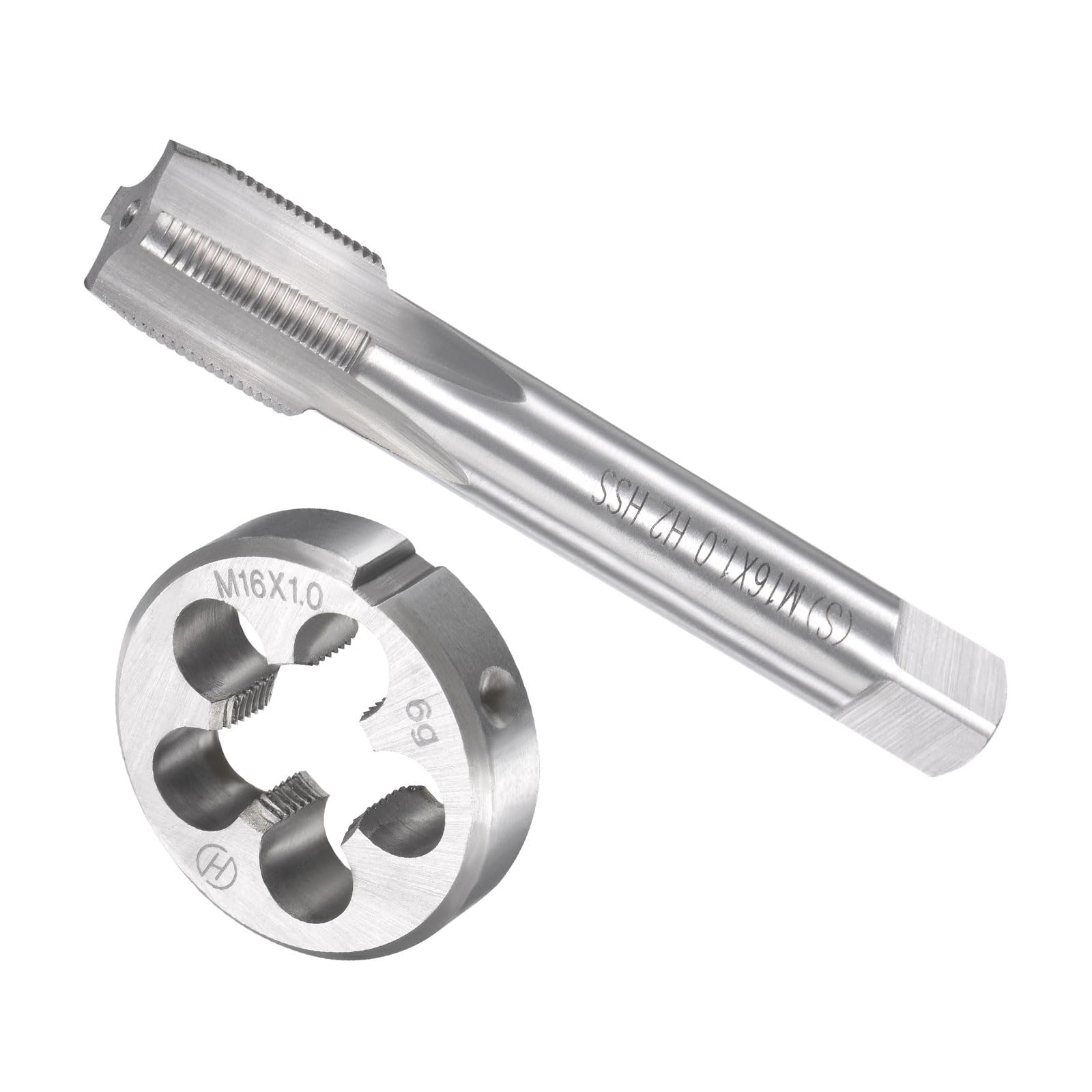 CoCud Tap and Die Set, M16 x 1 Thread, Metric High-Speed Steel Machine Screw Tap & Round Die Tool Kit - (Applications: for Threading Tapping Repairing), 1-Set