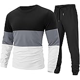 UOUA Mens 2 Piece Sweatsuits Outfits Color Block Loungewear & Joggers Sweatpants Casual Track Suits Set