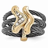 Edward Mirell Black Ti & Bronze White Sapphire Cable Flexible Ring