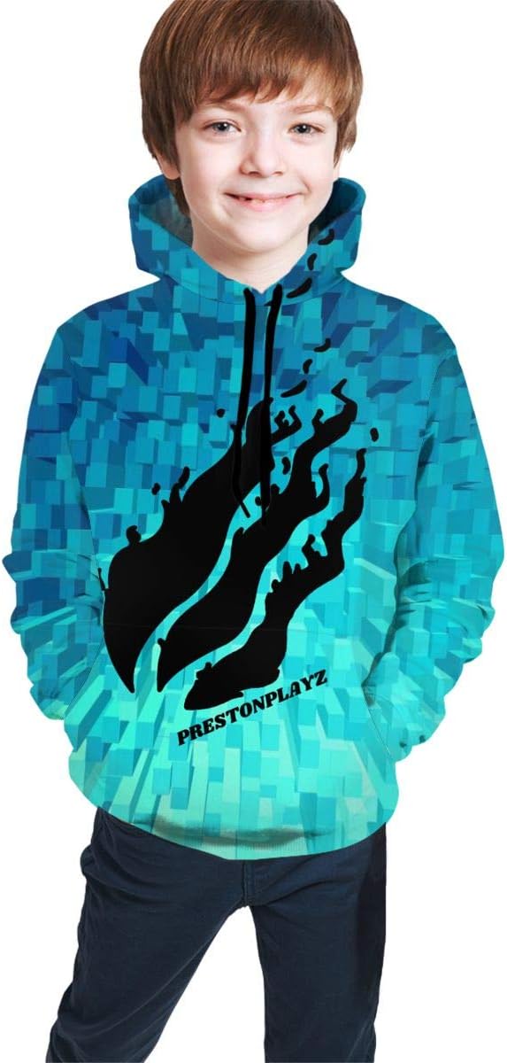 Preston Playz Fire Nation Youth 3D Print Hoodie Pullover Long Sleeved Hooded Sweatshirt for Boys and Girls