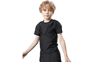 Kids Compression Padded Shirt Protective T-Shirt Rib Chest Shoulder Protector