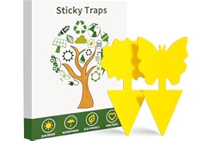 BOROMINE Fruit Fly Traps, 100 Pack Yellow Sticky Traps, Fungus Gnat Traps, Plant Fly Stickers for Indoor and Outdoor Use Protect The Plant