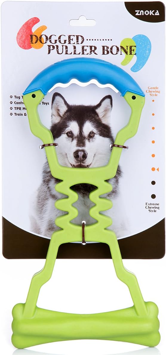 ZNOKA Dog Tug Toys Tough Pull-ring, Nontoxic TPR Bite Resistant Toy Handle Pull-ring for Various Pet Dogs, Bite Resistant Pet Exercise Game Pull-ring IQ Training Pull-ring