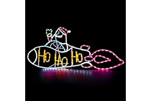 ZHOUDUIDUI 5FT 250L LED Santa Claus Rocket Lights, Colorful Neon Light Sign Animated Christmas Decoration for Indoor Outdoor Christmas Yard Festival Decoration