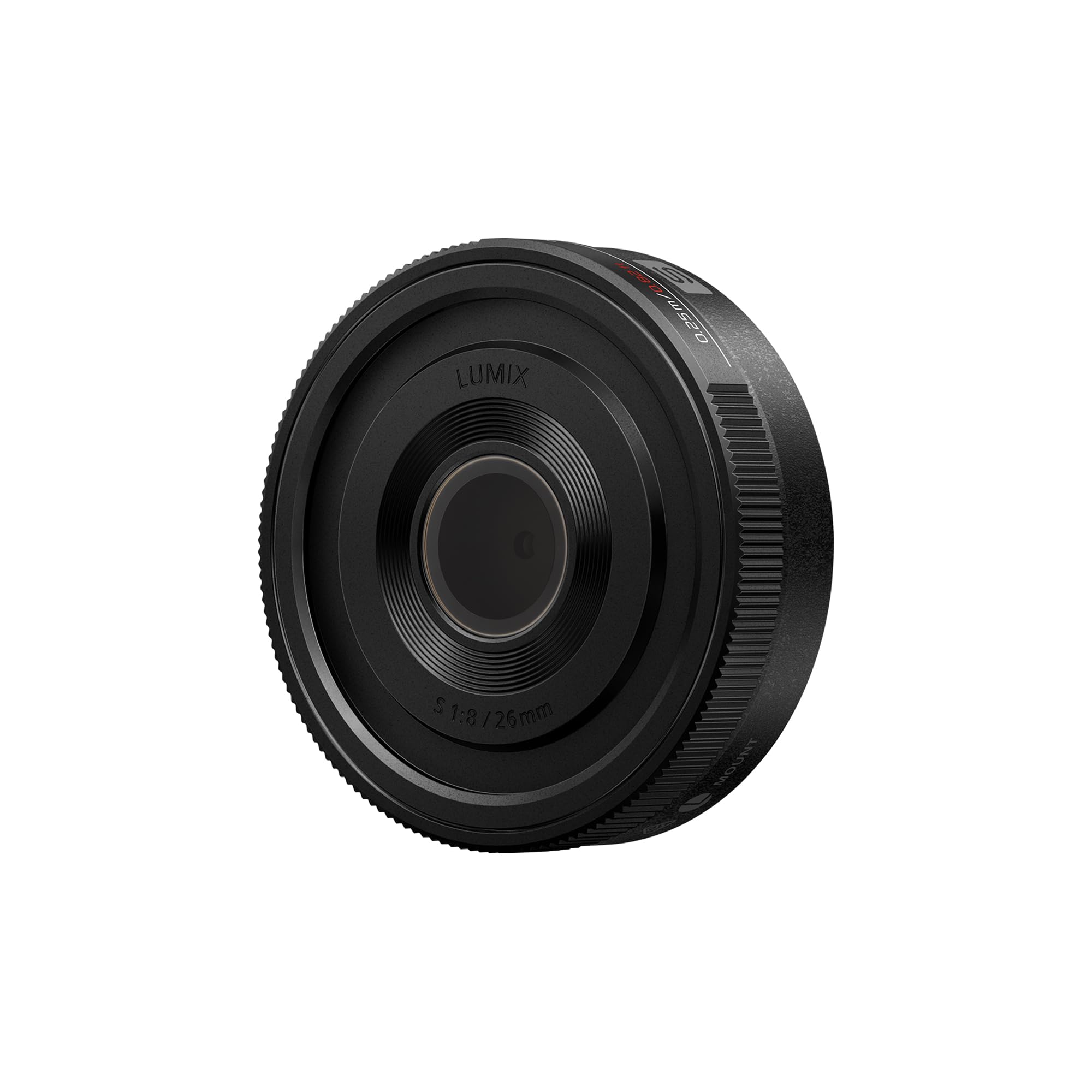 Panasonic Lumix S-R26E 26mm F8 L-Mount Lens, Full Frame Wide Angle Camera Lens, Fixed Focal Length, Manual Focus, Mechanical Focus Ring, 58g, Black
