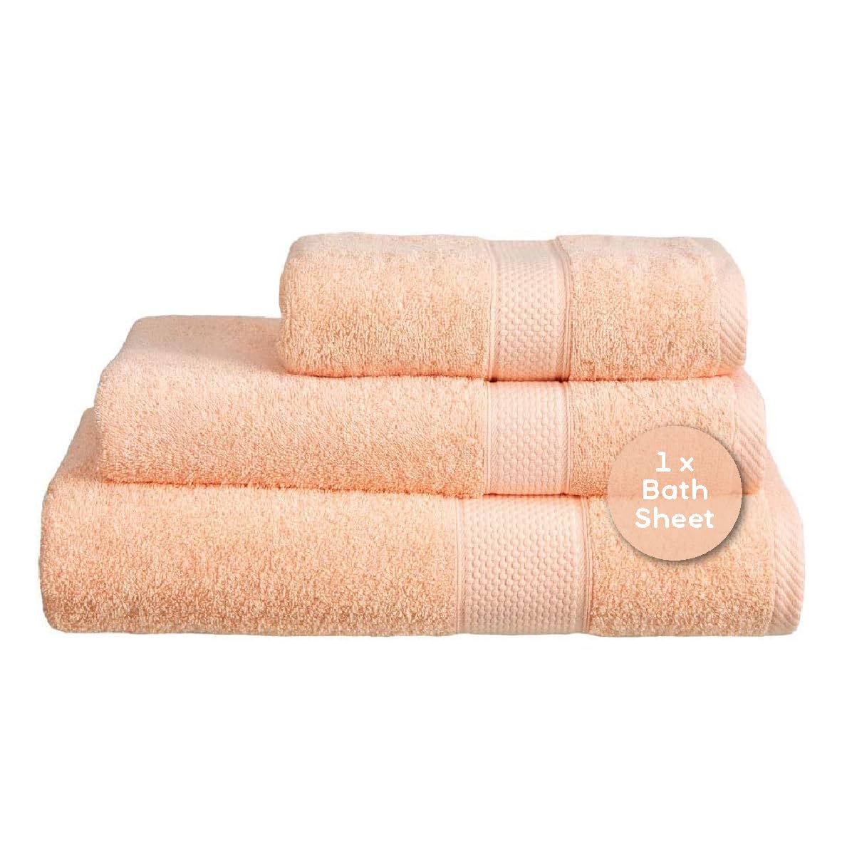 Linens Limited - Large Towels, Bath Sheets for the Bath or Shower, Turkish Cotton, Soft and Luxurious, Super Absorbent, Machine Washable (Peach)