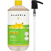 Alaffia Babies & Kids Bubble Bath, Coconut Chamomile, Pump Included – Gentle Cleanser with Raw Shea Butter and Yarrow, 32 Fl Oz