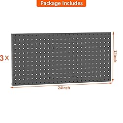 TORACK 3 pcs Metal Pegboard Panels for Wall Garage