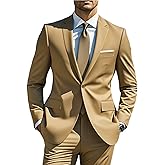i · FineLong Men's Suits Regular Fit 2 Piece one Button Blazer Pants Set Formal Wedding Prom Tuxedo Suits