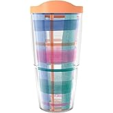 Tervis Spring Gingham Made in USA Double Walled Insulated Tumbler Travel Cup Keeps Drinks Cold & Hot, 24oz, Classic