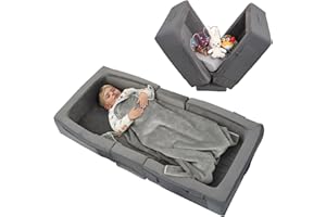 ENITYA Toddler Travel Bed – Portable Foldable Soft Foam Floor Bed for Kids 1–4yr, No Assembly, Washable Cover, Built-in Safety Rails, Compact for Travel & Home Use, Grey