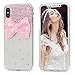 iPhone X Case, Mavis's Diary Luxury 3D Handmade Bling Full Diamonds Lovely Pink Bow with Shiny Sparkle Rhinestone Gems Crystal Clear Full Body Protection Hard PC Plastic Cover for iPhone X Edition