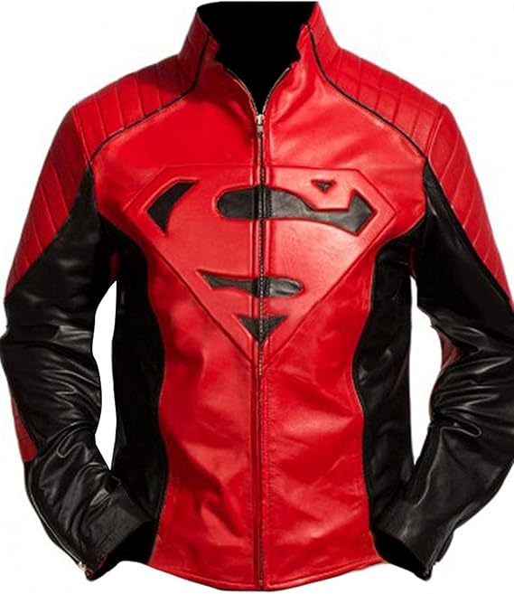 Men's Leather Man of Steel Superman Blue Jacket Amazon.co.uk Clothing
