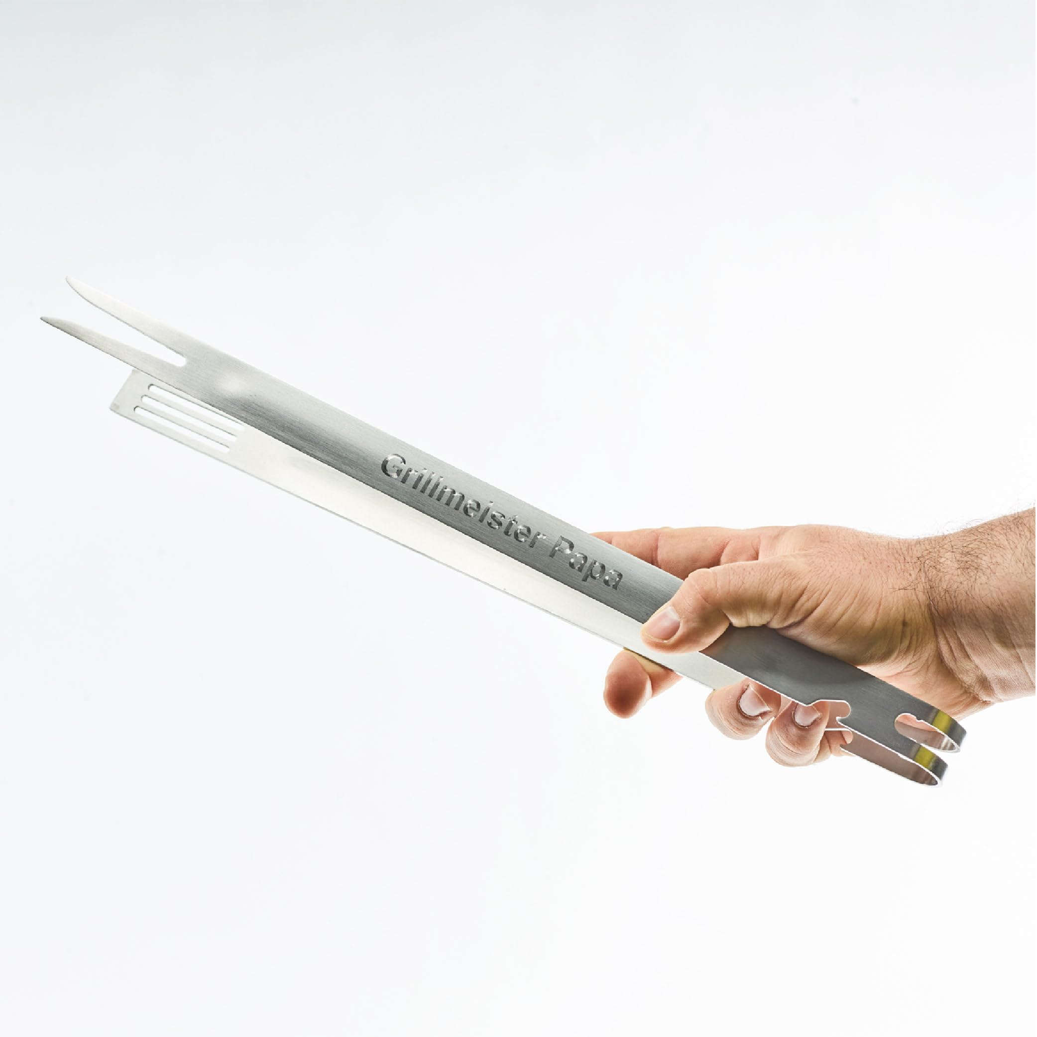 Diamandi Barbecue tongs with engraving "Grillmeister Papa", stainless steel, gift idea for the best father in the world