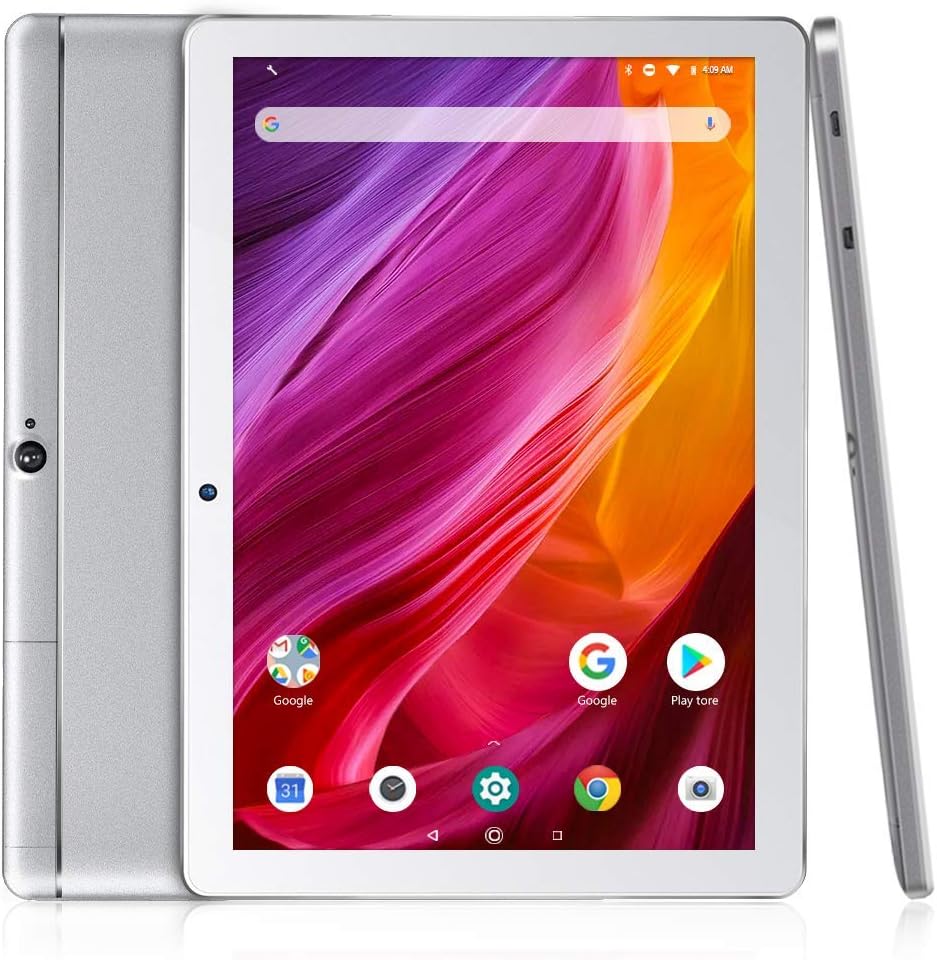 Dragon Touch K10 Tablet 10.1 Pulgadas 1280x800 HD IPS Tablet Android 8.1 con WiFi Bluetooth Procesador Quad-Core RAM de 2GB 16GB de Memoria Interna Doble Cámara Plateado