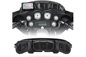 KATUR Motorcycle Windshield Bag Pouch PU Leather with Magnetic Closures Compatible with Harley Touring Street Glide Electra Glide Windshield Bags 1996-2013