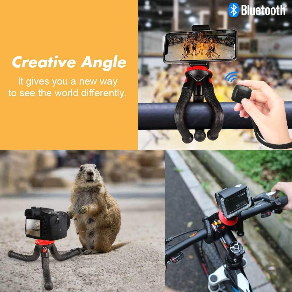 Flexible Tripod, Fotopro Phone Tripods for iPhone Xs Max Mini Camera Tripod for GoPro Sports Camera with Bluetooth Remote Smartphone Mount : Camera & Photo