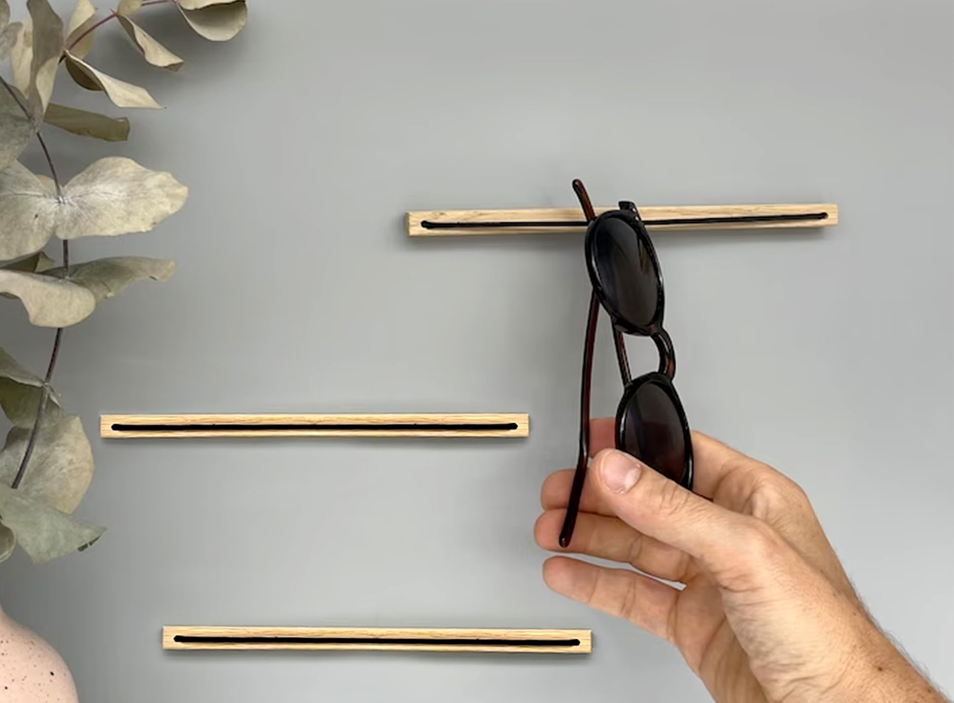 Photo 1 of MOUGIGI 3PCS Wooden Sunglass Holder for Wall - Eyeglass Holder for Home, Wall-Mounted Sunglass Rack Stand - Keep your Reading Glasses, and Sunnies Organized and within Reach