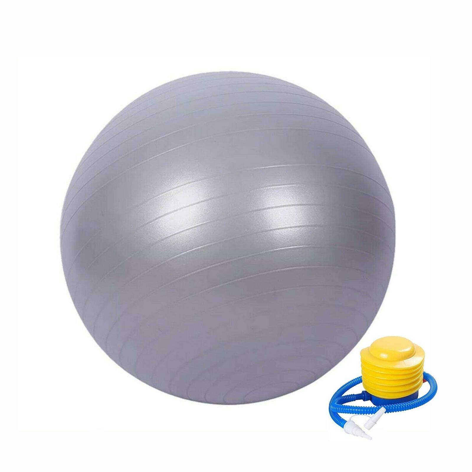 Boolavard Exercise Ball Fitness Ball, Anti-Burst Stability Ball with Quick Pump, Professional Balance Ball for Pilates, Yoga, Core Strength, Birthing Exercise (65cm, M, Silver)