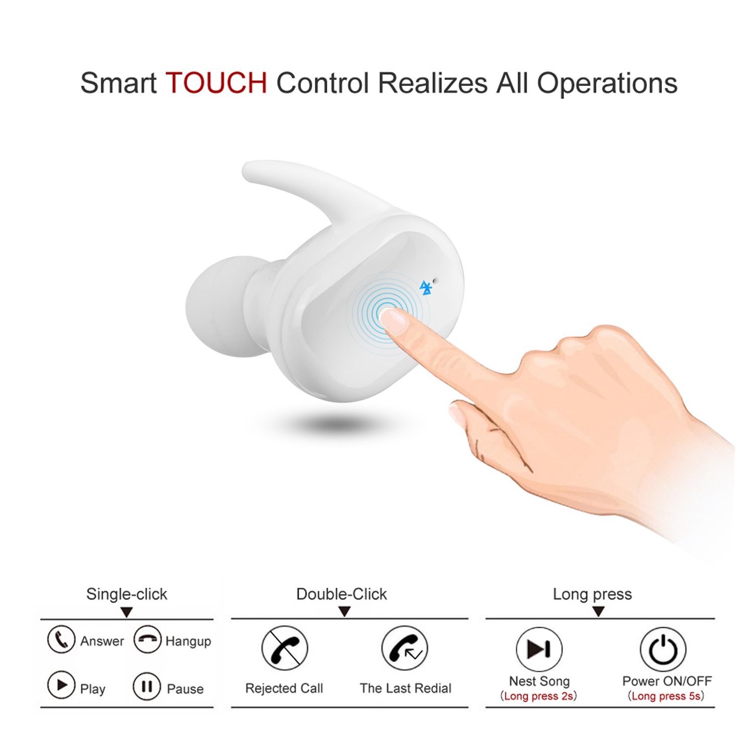 Wireless Earphones, Bluetooth headphones with Mic, Sport Earbuds Waterproof