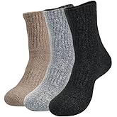 DandyChic Wool Socks for Women, Thick Winter Warm Wool Sock, Cozy Soft Solid Crew Socks 3 Pairs
