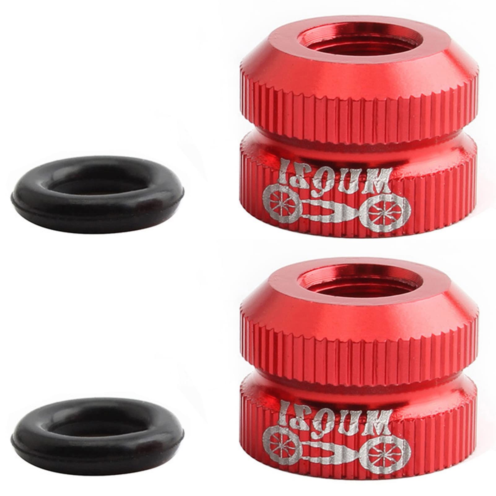2 Packs Bike Tire Presta Valve Nut Bicycle Inner Tube Valve Nuts with Sealed O Rings for Mountain Road Bikes Accessories Cycling Parts (Red)