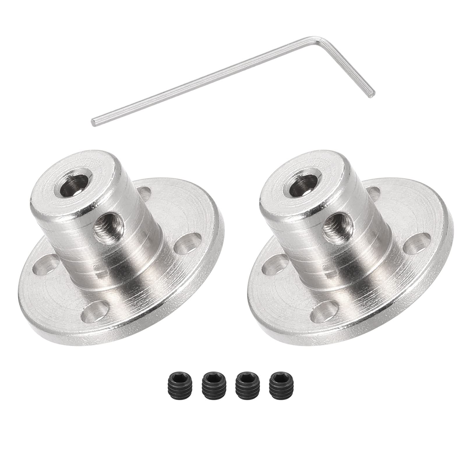 DMiotech 2 Pack 3mm Flange Coupling Connector Rigid Guide Shaft Support Coupler Shaft Coupling with M1.5 Hex Wrench and Screws for DIY RC Model Motors