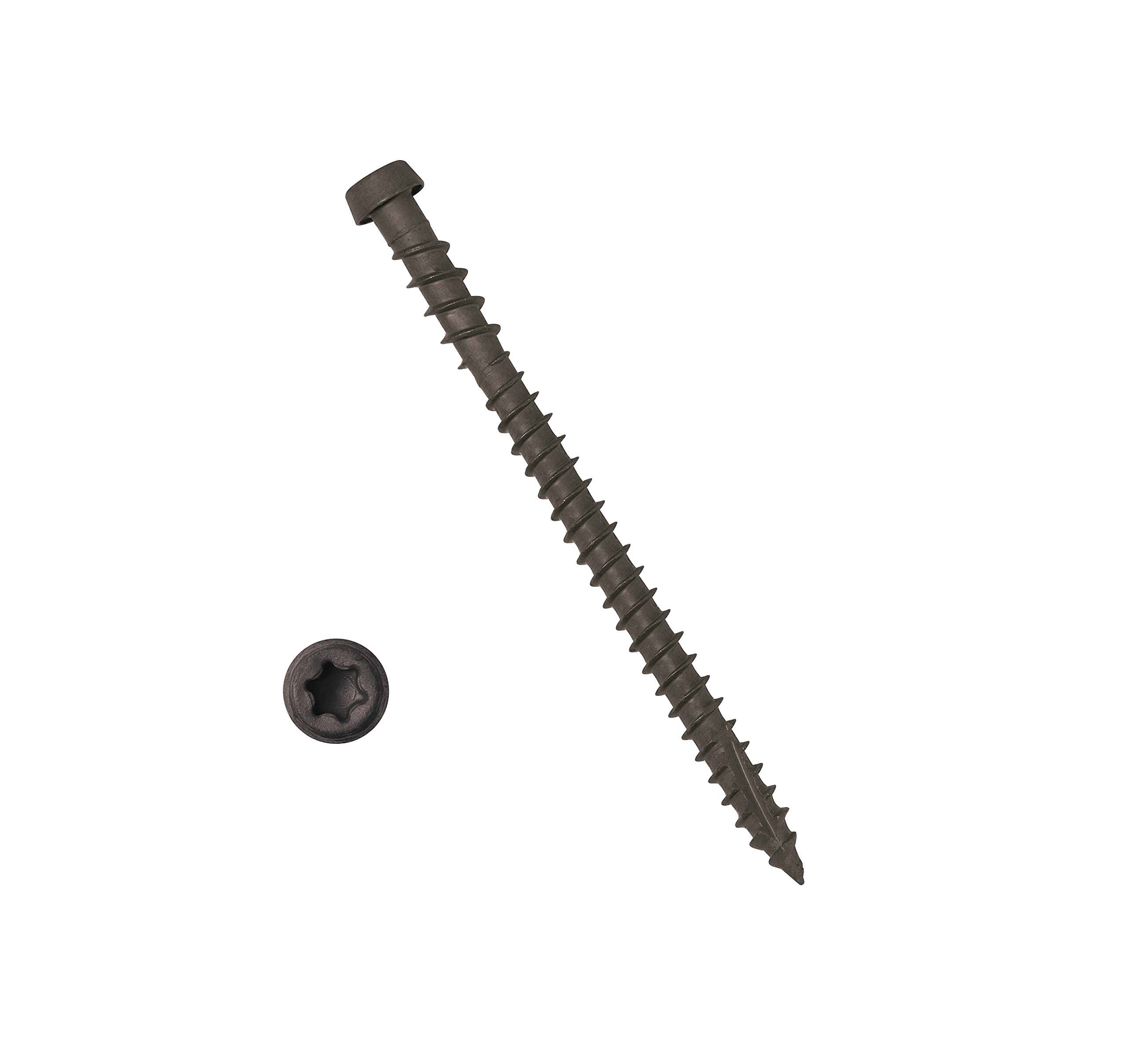 Photo 1 of Coated Composite Deck Screws #10 x 2-3/4, Self Tapping Wood Screws and Deck Screws with Torx T20 Star Drive, Type 17 Point, Flat Head, 1 Free Bit Included (Dark Brown, 75), by YYL FASTENER