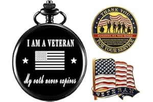 Jofanvin Gifts for Veterans,Pocket Watch for Veterans with Military ChanllengCoin,Best Veterans Day Gifts