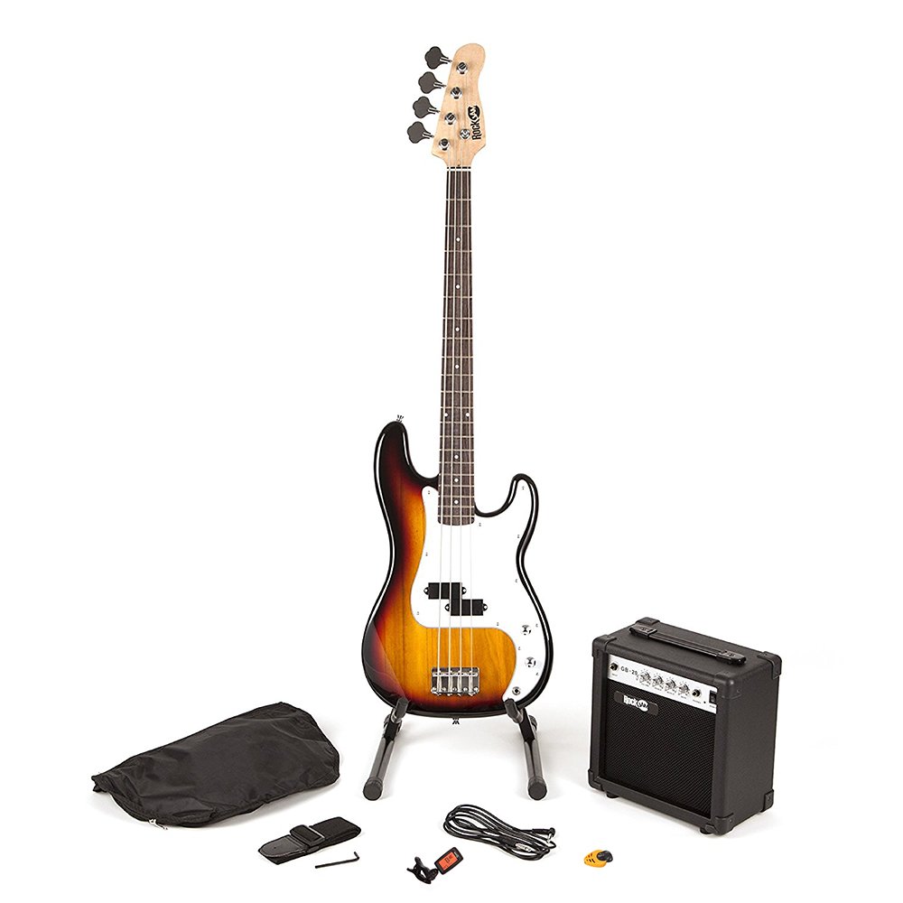 RockJam Full-Size Bass Guitar Kit with Amp, Tuner, Stand & Bag