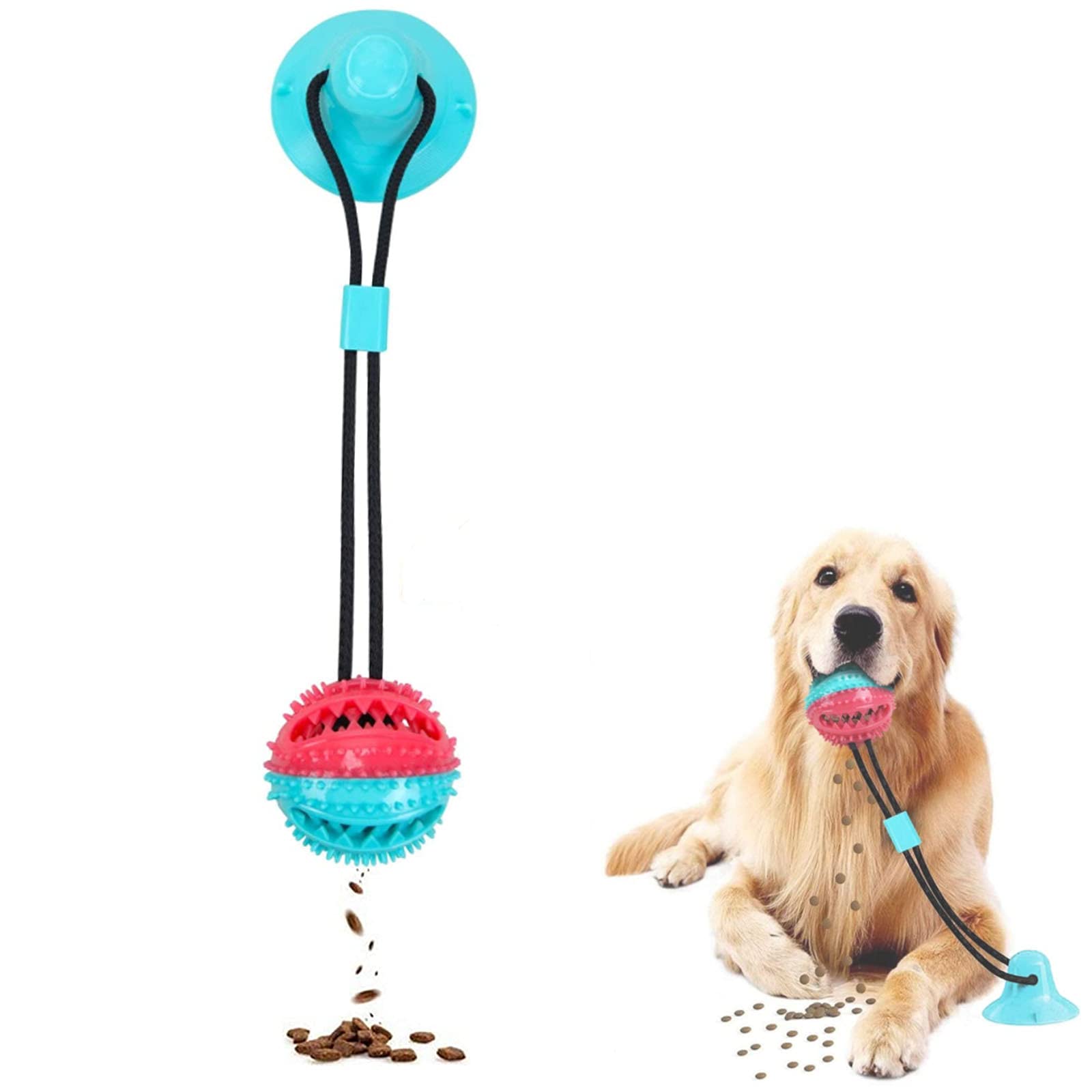 Vandove Suction Cup Dog Toy,Multifunctional Pet Molar Bite Toy,Pet Molar Chew Toy Dog Tug Rope Ball Toy,Interactive Puppy Molar Training Rope, for Tug of War Teeth Cleaning and Chewing (#2 Blue)