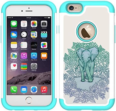 iPhone 6 Case, UrSpeedtekLive iPhone 6s Cases [Shock Absorption] Dual Layer Heavy Duty Protective Silicone Plastic Cover Case for iPhone 6/6s - Elephant(Official Micklyn Le Feuvre Product)
