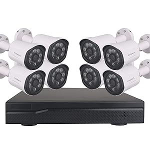 EVERSECU 1080P PoE Home Security Camera System, 8 Channel H.265+ NVR Recorder with (8) 2.0MP Outdoor/Indoor Surveillance CCTV Bullet IP Cameras, 100ft Night Vision, No Hard Drive