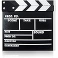 Odowalker Movie Film Clap Board, 7.87x7.87 inch Black Clapper Board Clap-Stick Dry Erase Cut Action Scene for Hollywood Camera Film Studio Home Movie Video